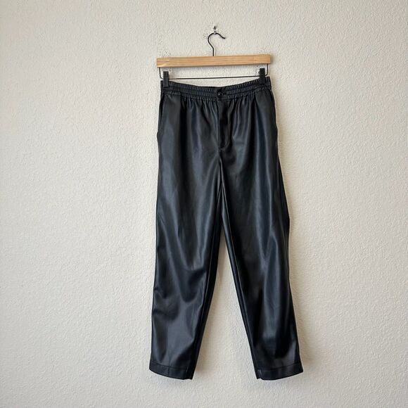 MADEWELL Vegan Leather Track Trousers High Rise in Black - Picture 1 of 16